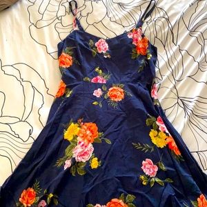 Strappy sundress , navy floral, fit and flare